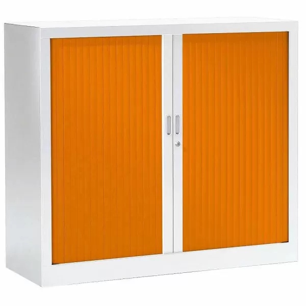 RETIF Armoire Monobloc Fun 2 Tab. Blanc Rideaux Orange