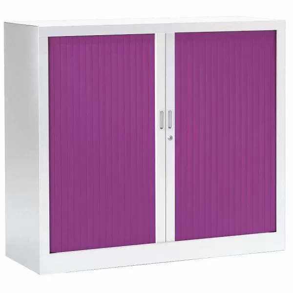 RETIF Armoire Monobloc Fun 2 Tab. Blanc Rideaux Prune