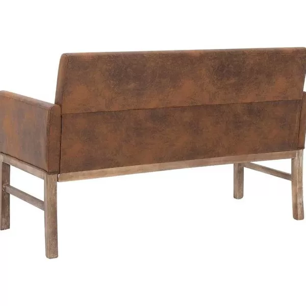 RETIF Banc Banquette Avec Accoudoir 140Cm Marron Similicuir Daim