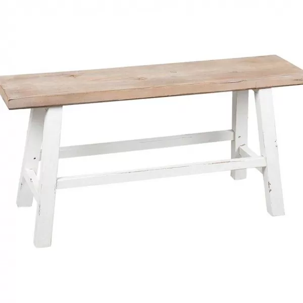 RETIF Banc Troit En Bois Naturel Et Blanc. 92X32X45,5