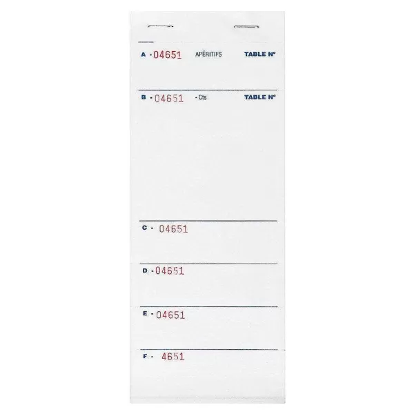 RETIF Bloc Brasserie Blanc 6 Bons 10X21Cm - Par 160