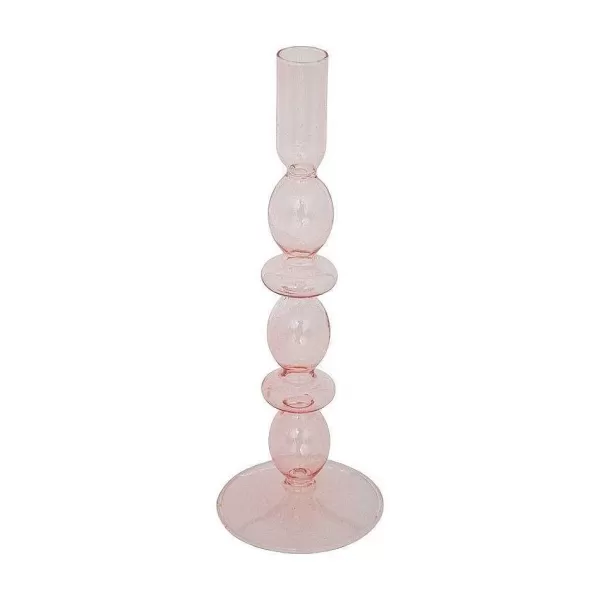 RETIF Bougeoir Chandelier En Verre Rose H25.7Cm