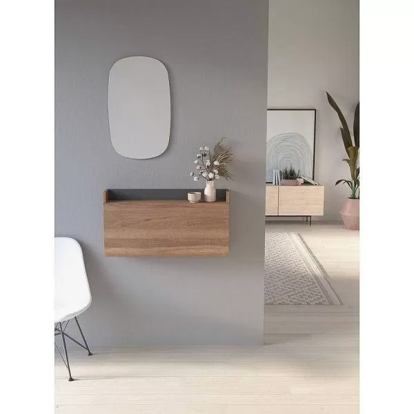 RETIF Bureau Mural M Lamine Noyer-Gris Graphite Turin 42X80X14Cm