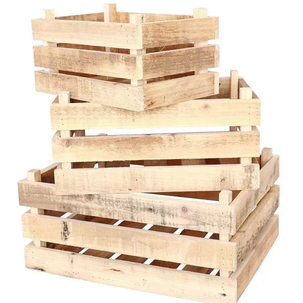 RETIF Caisses En Bois Brut L14Xp26.5Xh18Cm + L16Xp33Xh23Cm + L17Xp39Xh30Cm - Par 3