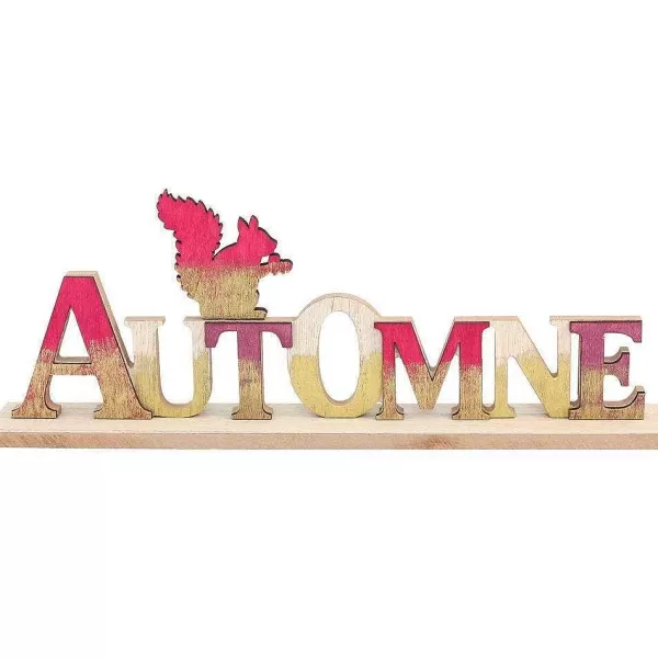 RETIF Centre De Table "Automne" Bois Et Rouge L32Xp5Xh13Cm