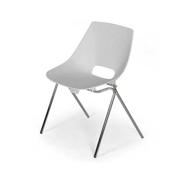 RETIF Chaise Coque En Plastique Structure Acier Chrome Pitalito Blanche