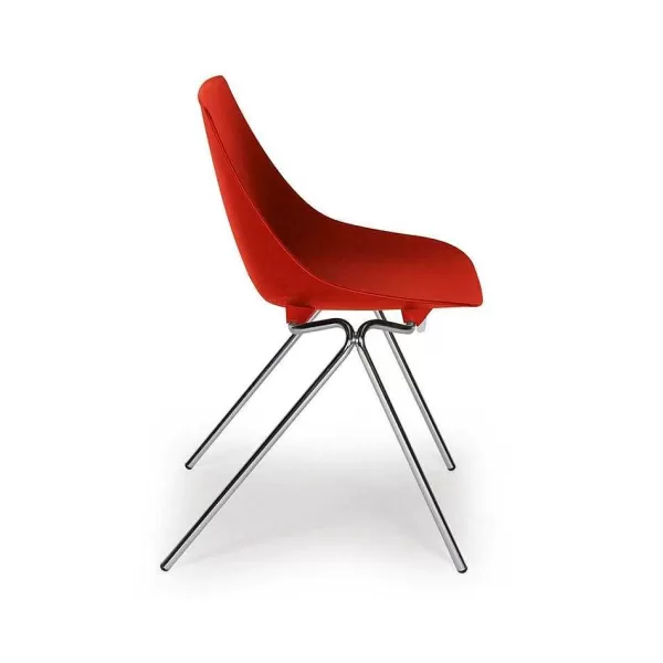 RETIF Chaise Coque En Plastique Structure Acier Chrome Pitalito Rouge