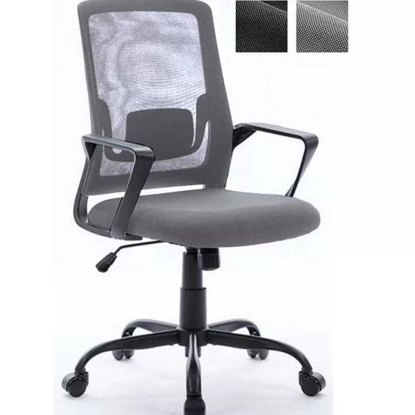 RETIF Chaise De Bureau En Tissu Et Filet Minnesota Gris/Noir