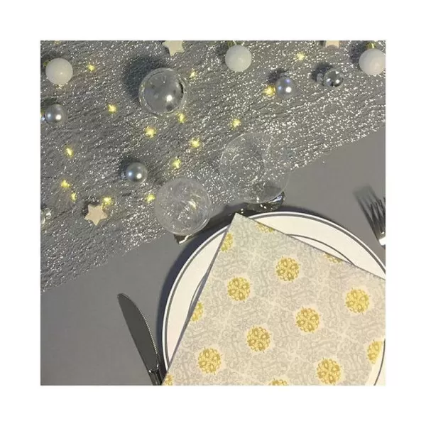 RETIF Chemin De Table Glitter Argent En Rouleau 0,30X5M Rouleau