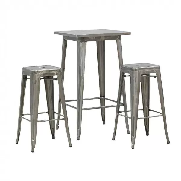 RETIF Ensemble Table Haute Et Tabourets En Acier Bross