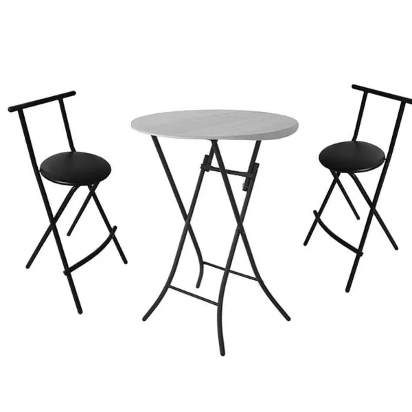 RETIF Ensemble Table Mange Debout Ronde + 2 Tabourets Tissus /Vinyle.