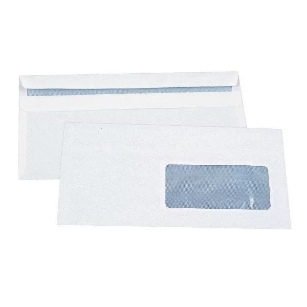 RETIF Enveloppes Blanches Autocollantes Fen Tre 110X228Mm - Lot De 500