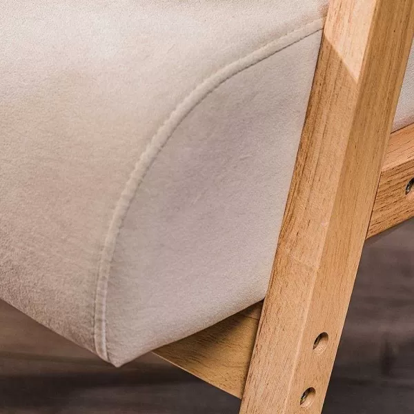 RETIF Fauteuil Beige Scandinave Avec Structure Bois 60X70X76 Cm