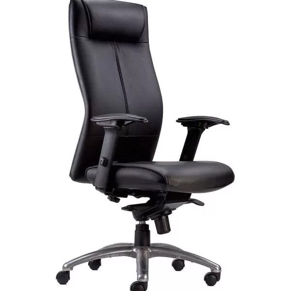 RETIF Fauteuil De Bureau Synchrone En Cuir Noir Haven