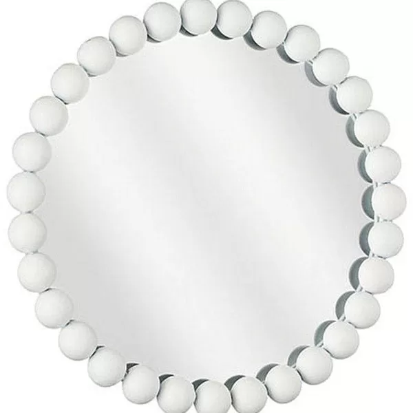 RETIF Miroir Perles Bois Blanc 33,5Cm