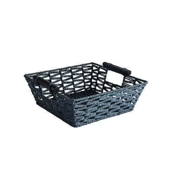 RETIF Panier Carr Noir Anses Bois L26Xp26Xh9Cm