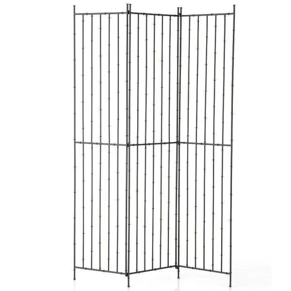 RETIF Paravent 3 Panneaux Metal Imitation Bambou 40 X 180Cm