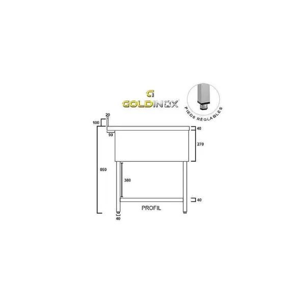 RETIF Plonge 2 Bacs P 700Mm 1400X700X850Mm