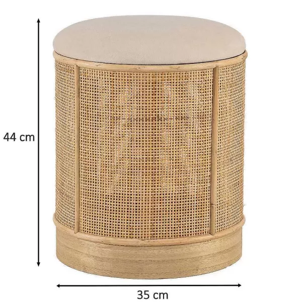 RETIF Pouf Base En Bois Beige 35X35X44Cm