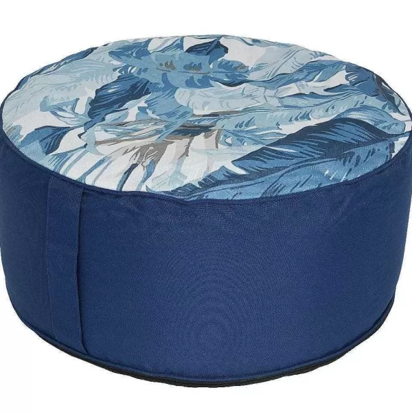 RETIF Pouf Polyester Bleu 55Xh25Cm