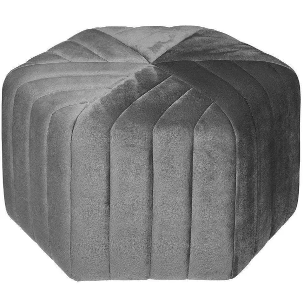 RETIF Pouf Velours Gris 55X51X32Cm