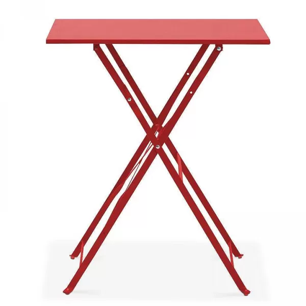 RETIF Table Acier Pliante Carr E Rome Rouge 60X60X71 Cm