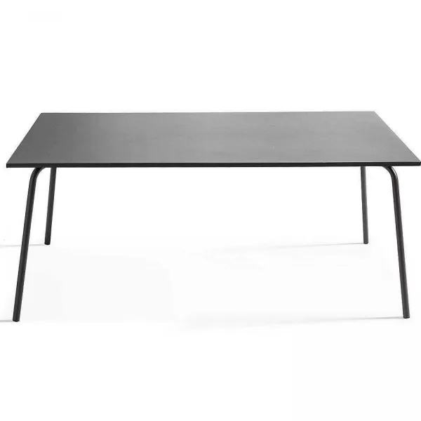 RETIF Table Acier Rect 180X90X72 + 8 Fauteuils Palavas Anthracite Acier