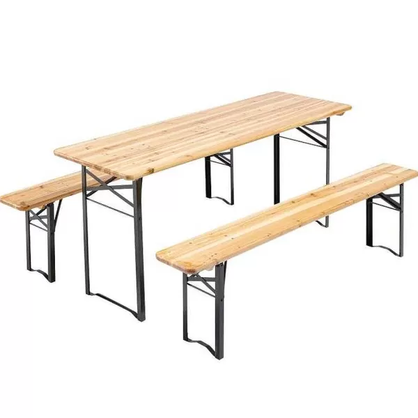 RETIF Table Brasserie 180X60X76 Cm + 2 Bancs En Bois 180X25X46Cm