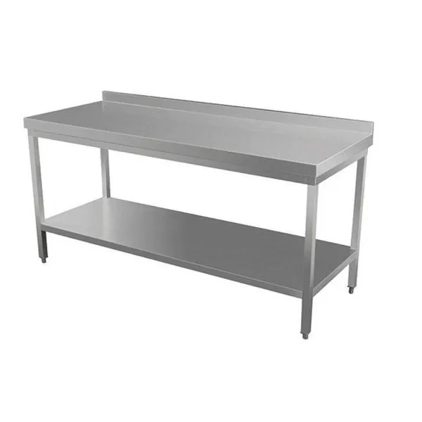 RETIF Table De Travail Avec Rebord 160X70Cm Acier Argent