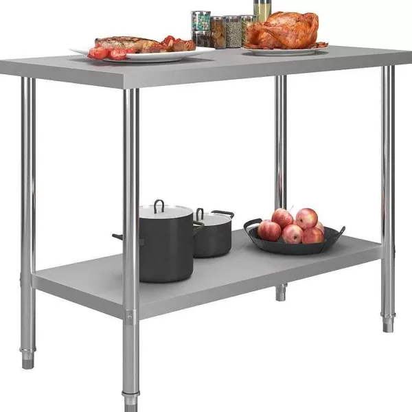 RETIF Table De Travail De Cuisine 120X60X85Cm Acier Inoxydable