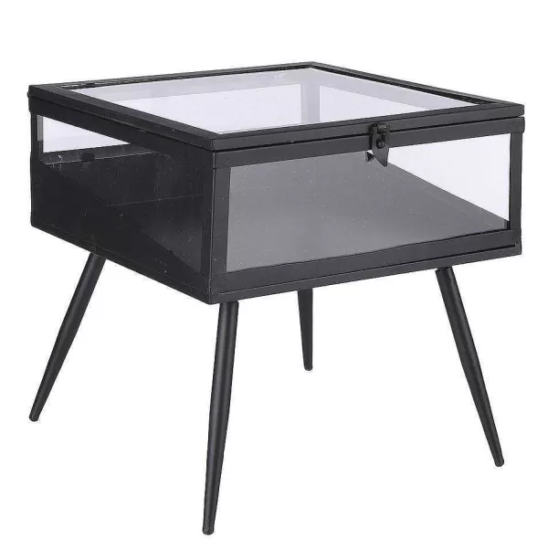 RETIF Table Vitrine M Tal Noir Et Verre H38Cm