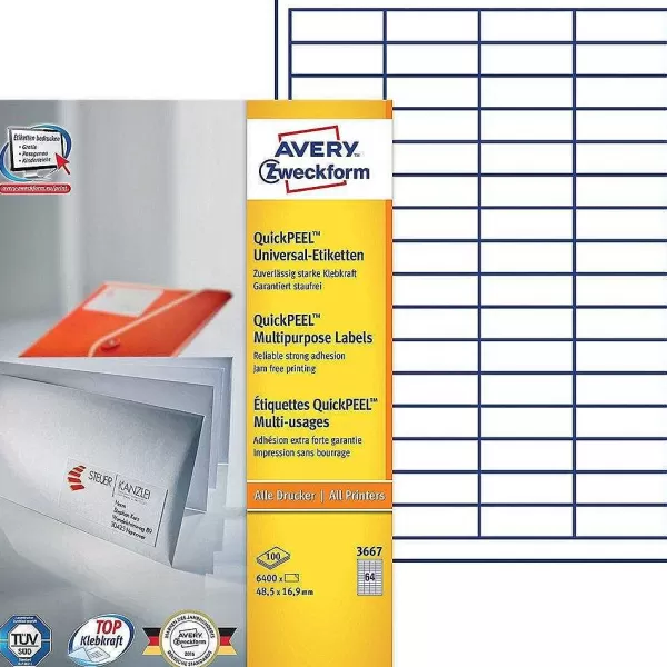 RETIF Tiquettes Universelles Quickpeel, 48,5X16,9Mm, Blanc, Sur 100 F A4